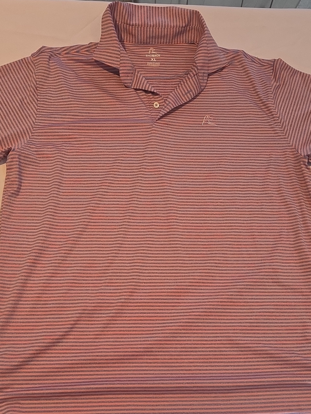 Rhoback Men's Pink and White Stripe Polo